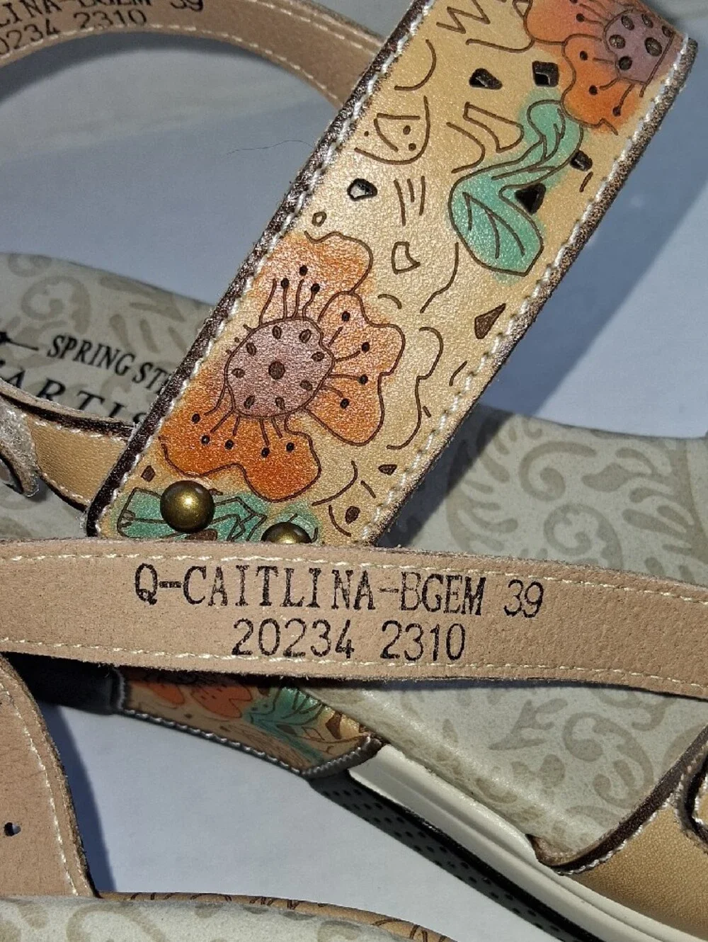 Spring Step Caitlina Sandals in Peach and Green Size EU 39/US 9